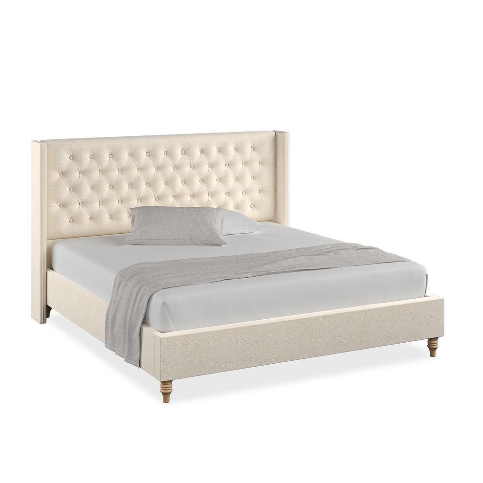 Wycombe Super King-Size Bed with Winged Headboard in Venice Fabric - Cream 1