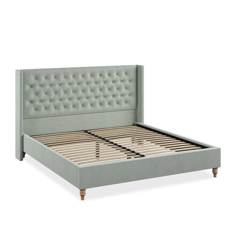 Wycombe Super King-Size Bed with Winged Headboard in Venice Fabric - Duck Egg 2