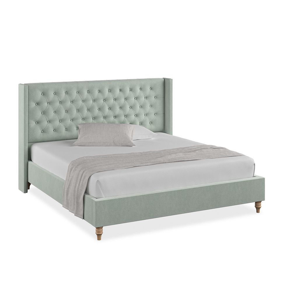 Wycombe Super King-Size Bed with Winged Headboard in Venice Fabric - Duck Egg 1