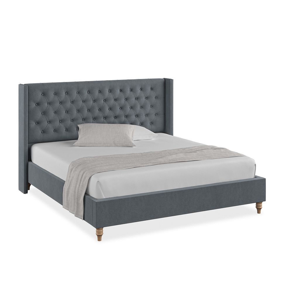 Wycombe Super King-Size Bed with Winged Headboard in Venice Fabric - Graphite 1