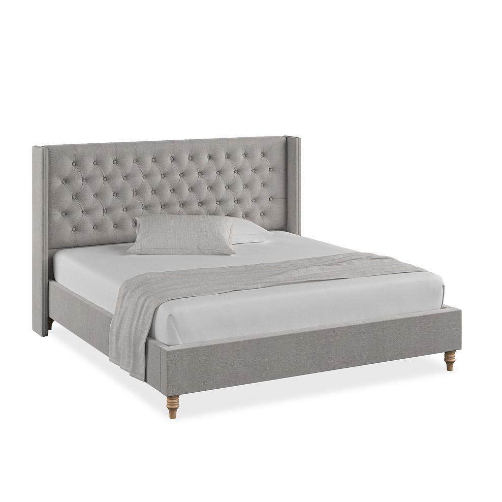 Wycombe Super King-Size Bed with Winged Headboard in Venice Fabric - Grey 1