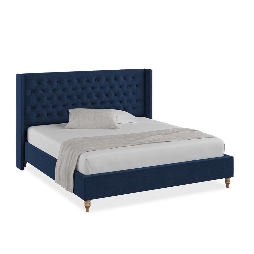 Wycombe Super King-Size Bed with Winged Headboard in Venice Fabric - Marine 1