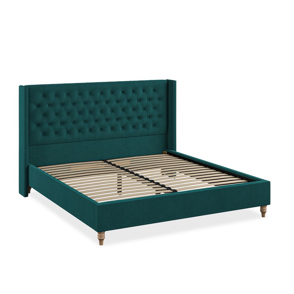 Wycombe Super King-Size Bed with Winged Headboard in Venice Fabric - Teal 2
