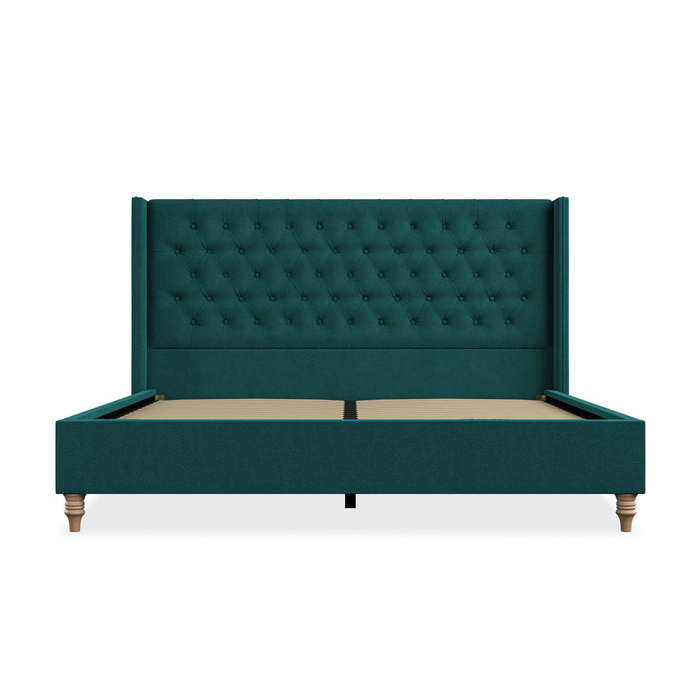 Wycombe Super King-Size Bed with Winged Headboard in Venice Fabric - Teal 3