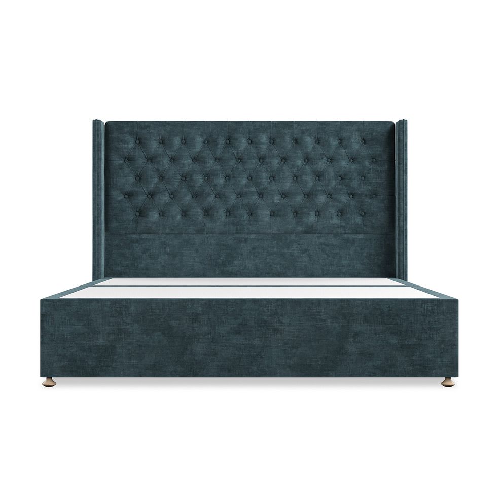 Wycombe Super King-Size Divan with Winged Headboard in Heritage Velvet - Airforce 3