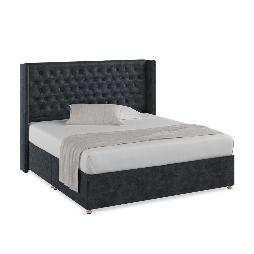 Wycombe Super King-Size Divan with Winged Headboard in Heritage Velvet - Charcoal 1