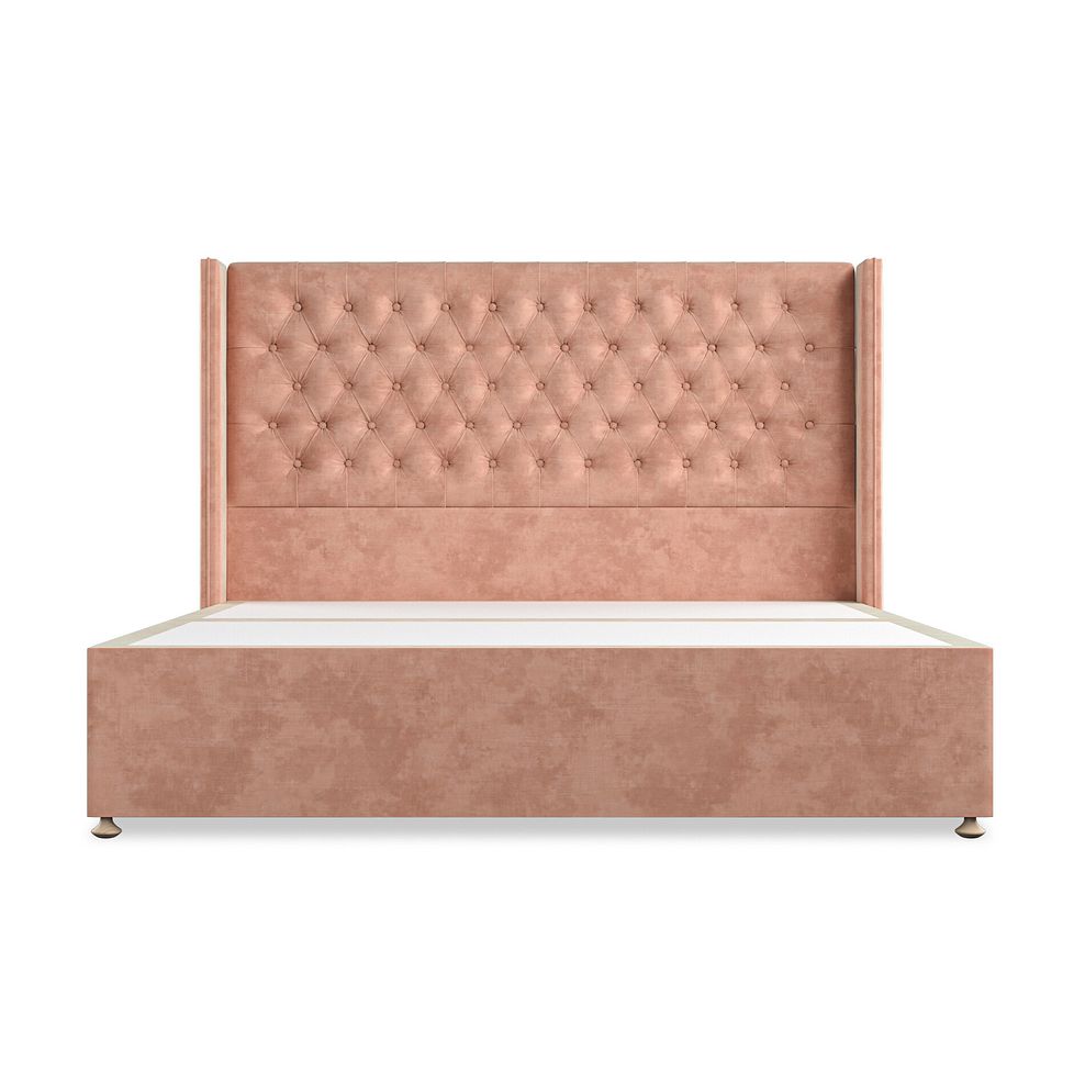 Wycombe Super King-Size Divan with Winged Headboard in Heritage Velvet - Powder Pink 3