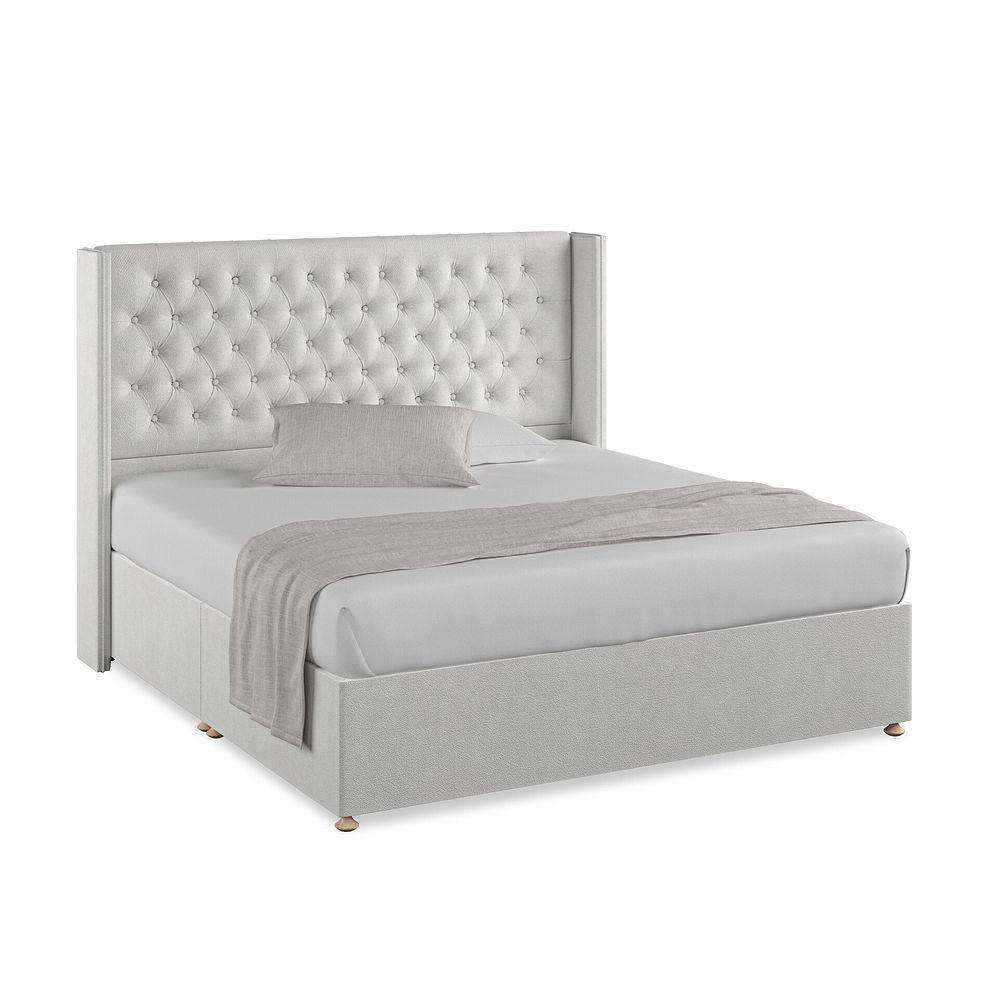 Wycombe Super King-Size Divan with Winged Headboard in Venice Fabric - Silver 1