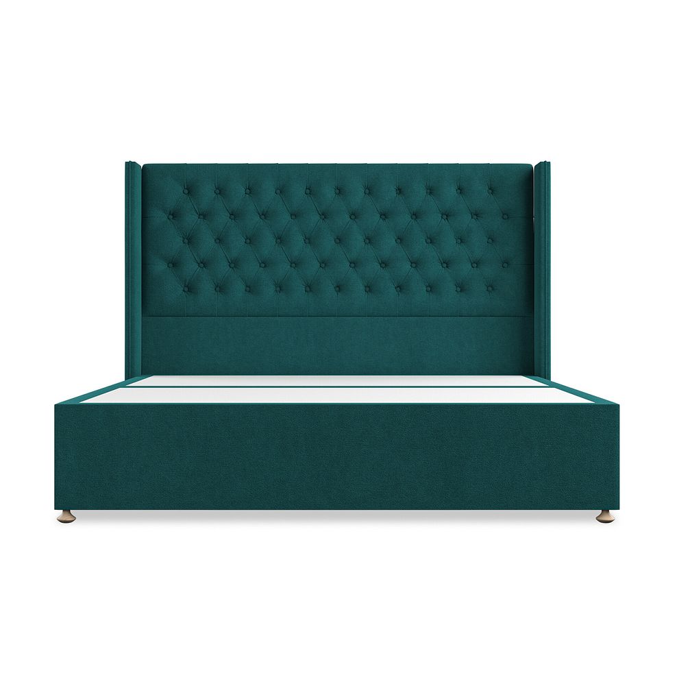 Wycombe Super King-Size Divan with Winged Headboard in Venice Fabric - Teal 3