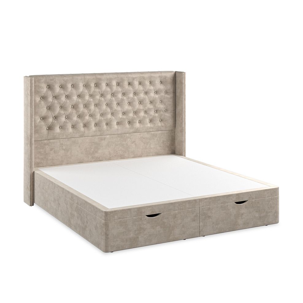 Wycombe Super King-Size Ottoman Storage Bed with Winged Headboard in Heritage Velvet - Mink 2