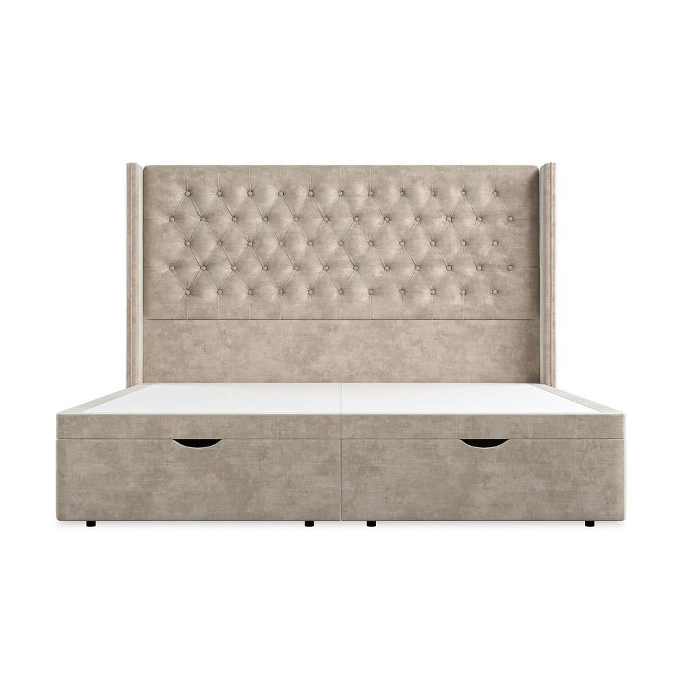 Wycombe Super King-Size Ottoman Storage Bed with Winged Headboard in Heritage Velvet - Mink 4