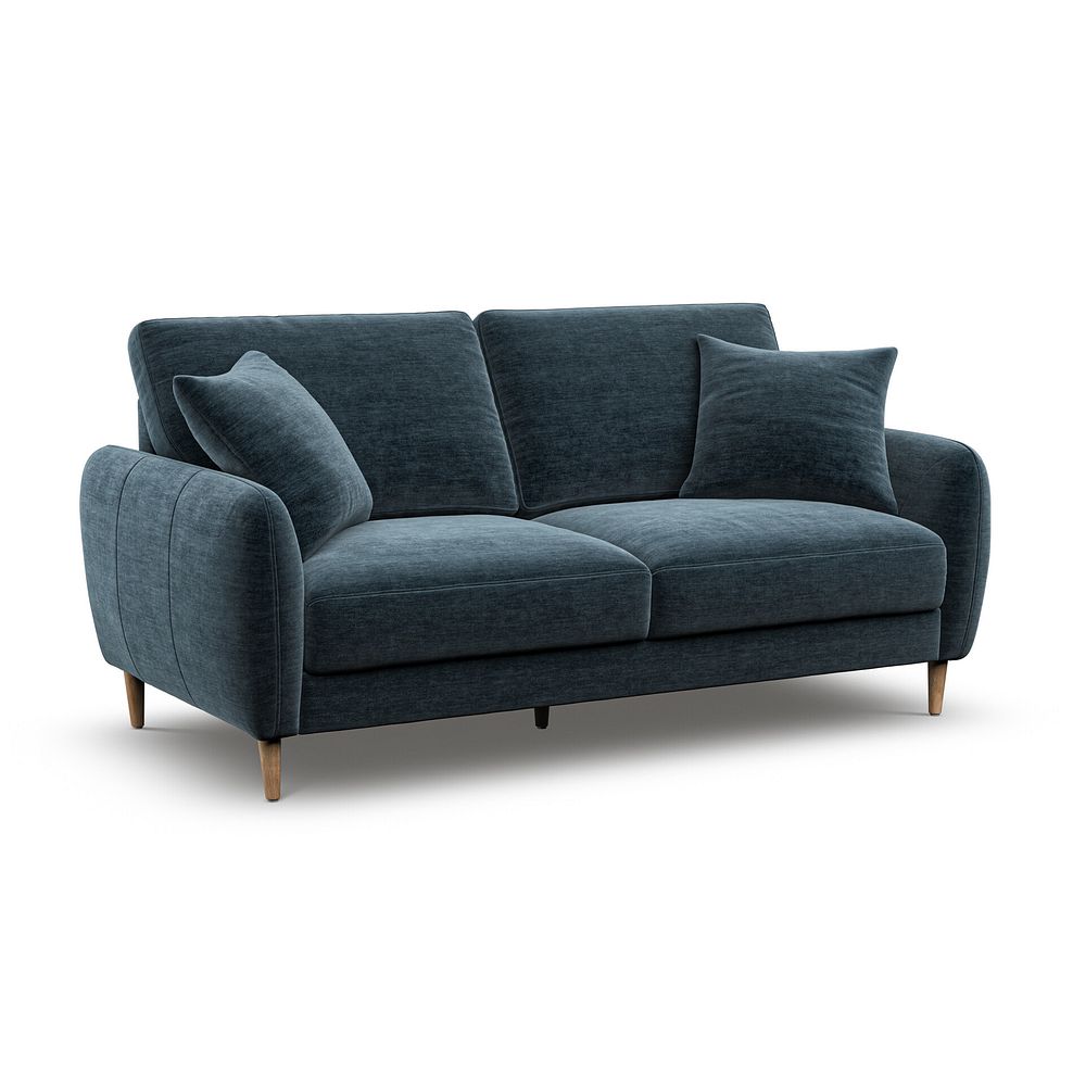 Zara 3 Seater Sofa in Steel Blue Fabric 1