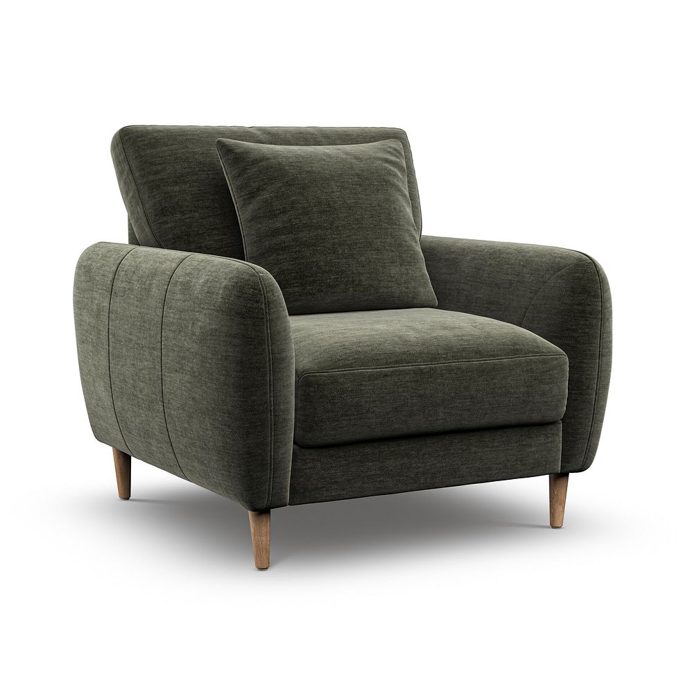 Zara Armchair in Canna Dark Green Fabric 1