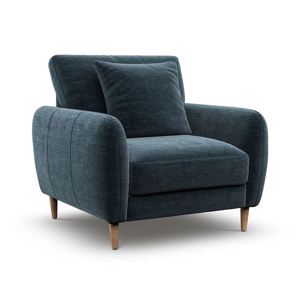 Zara Armchair in Steel Blue Fabric 1