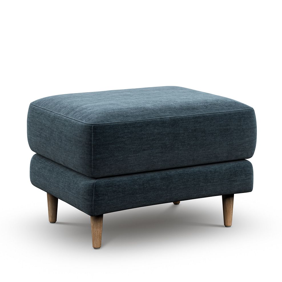Zara Footstool in Steel Blue Fabric 1