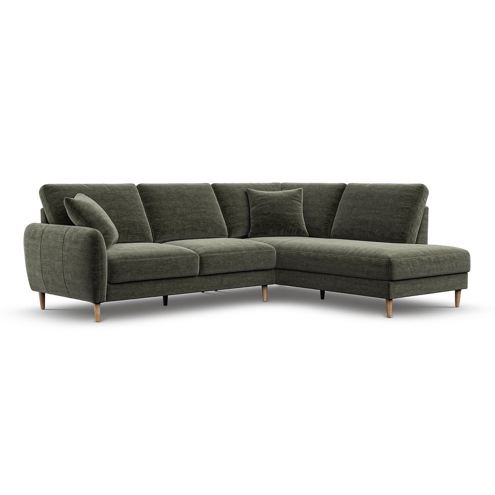 Zara Left Hand Corner Chaise Sofa in Canna Dark Green Fabric 1