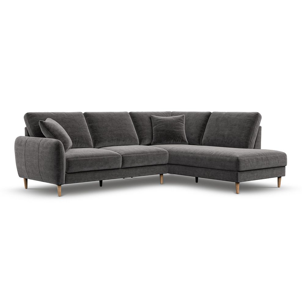 Zara Left Hand Corner Chaise Sofa in Canna Dark Grey Fabric 1