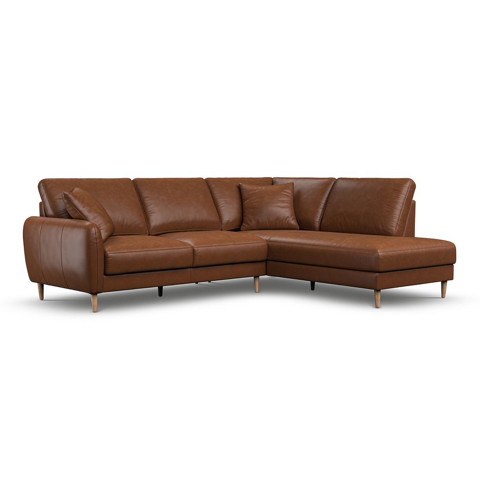 Zara Left Hand Corner Chaise Sofa in Chestnut Brown Leather 1