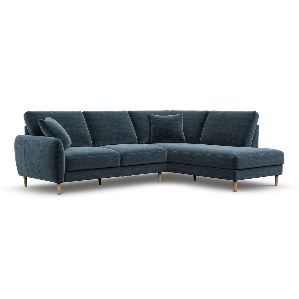 Zara Left Hand Corner Chaise Sofa in Steel Blue Fabric 1