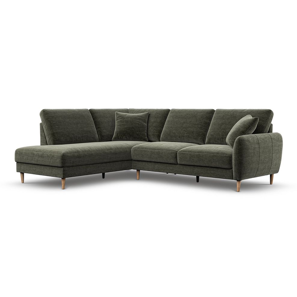 Zara Right Hand Corner Chaise Sofa in Canna Dark Green Fabric 1