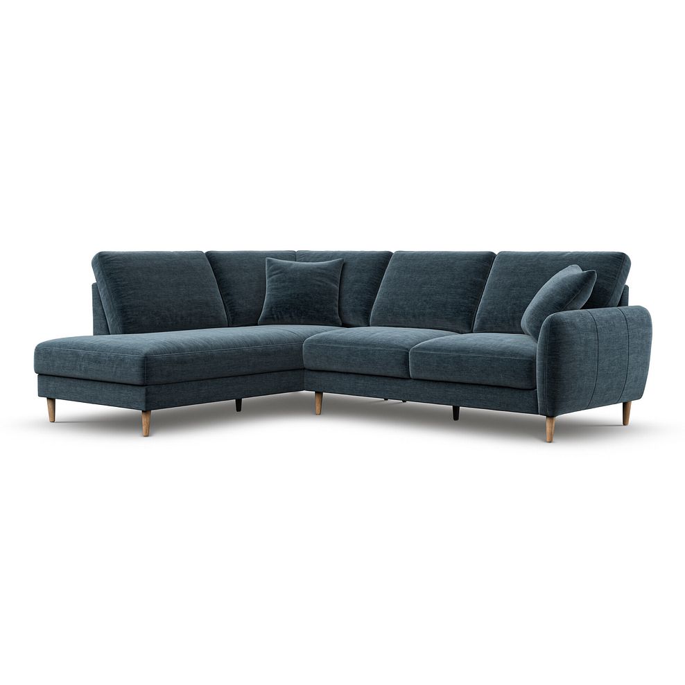 Zara Right Hand Corner Chaise Sofa in Steel Blue Fabric 1