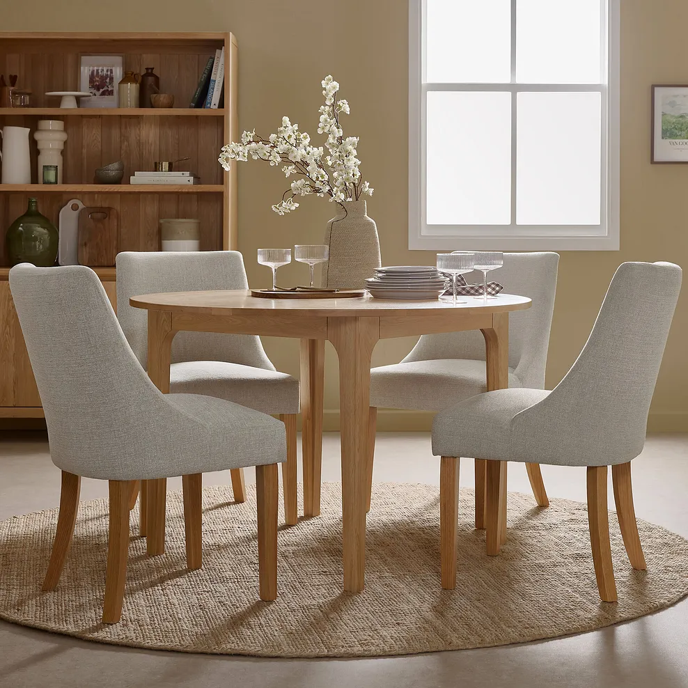 Zola Chair in Conway Stone Fabric with Oak leg 3